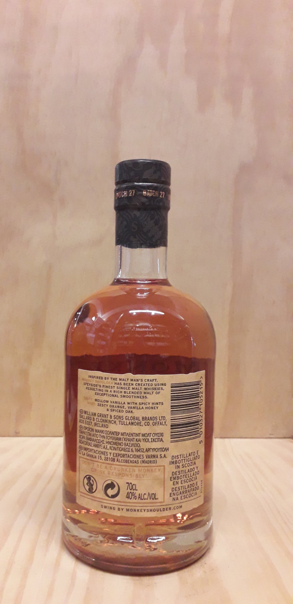 MONKEY SHOULDER Whisky blended malt 40% coffret avec 1 verre 70cl pas cher  